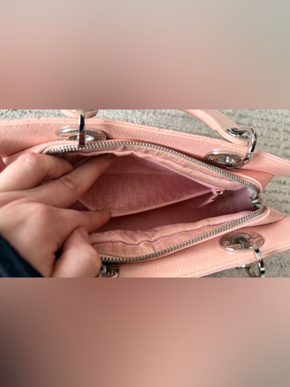 Vintage Original DIOR Lady D-Joy Pink Leather Handbag - Picture 8 of 13
